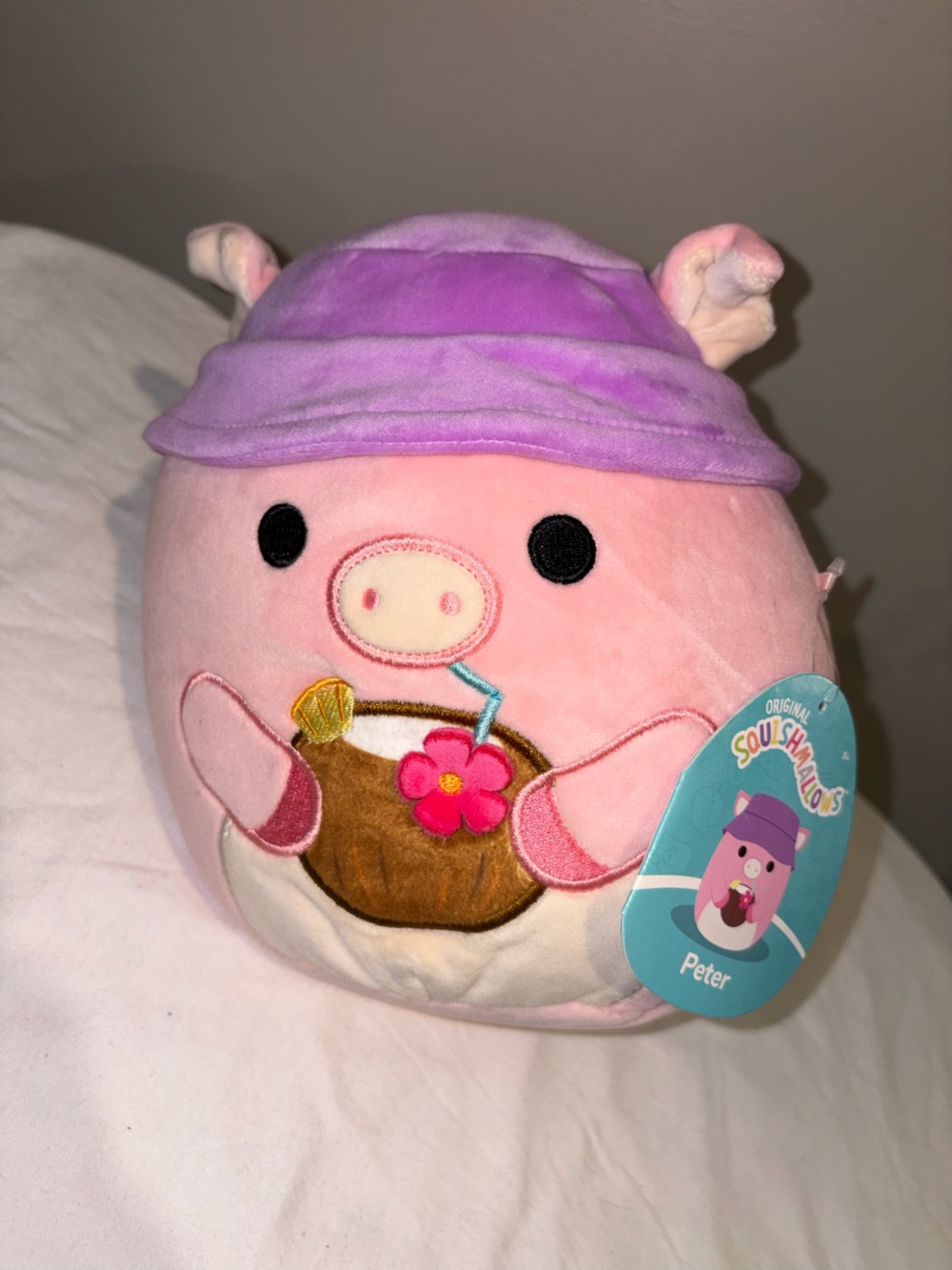NWT Squishmallows Peter Pig 8” Tropical Coconut Drink